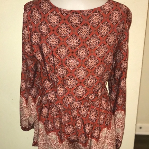 Burgundy Off White Boho Inspired Tie Up Romper - Picture 2 of 3